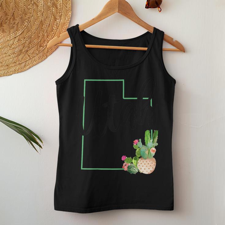 Utah Pride State Map Cactus Vintage Utah Women Tank Top Unique Gifts