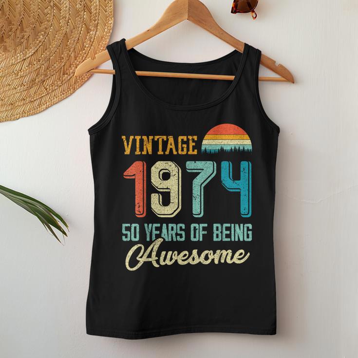 Vintage 1974 50 Geburtstag Retro 50 Jahre Alter Papa Mama Tank Top Frauen Lustige Geschenke