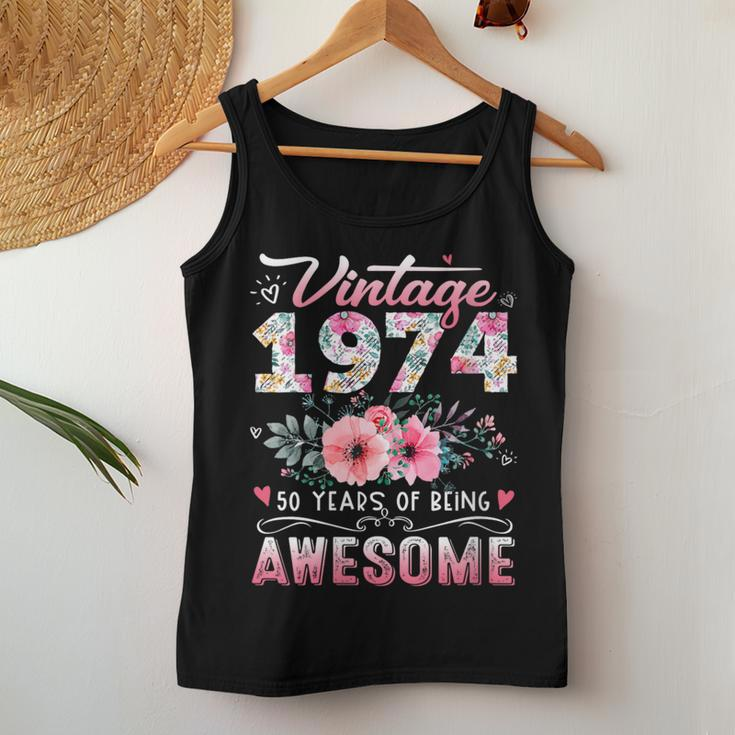 Vintage 1974 Floral 50 Years Old 50Th Birthday Party Costume Women Tank Top Unique Gifts