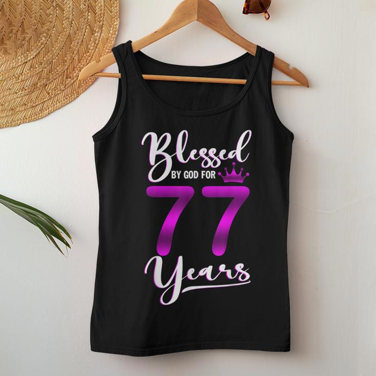 Vintage Blessed By God For 77 Years Old Happy 77Th Birthday Women Tank Top Personalized Gifts