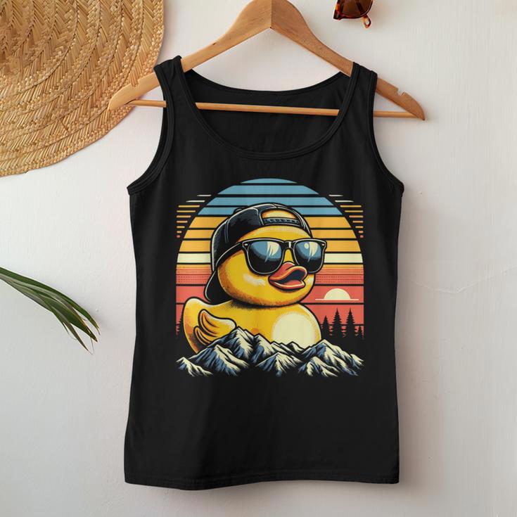 Vintage Cool Duck With Sunglasses & Mountain View Women Tank Top Unique Gifts