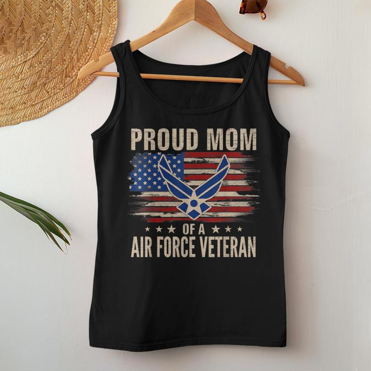 Vintage Proud Mom Of A Air Force Veteran American Flag Women Tank Top Unique Gifts
