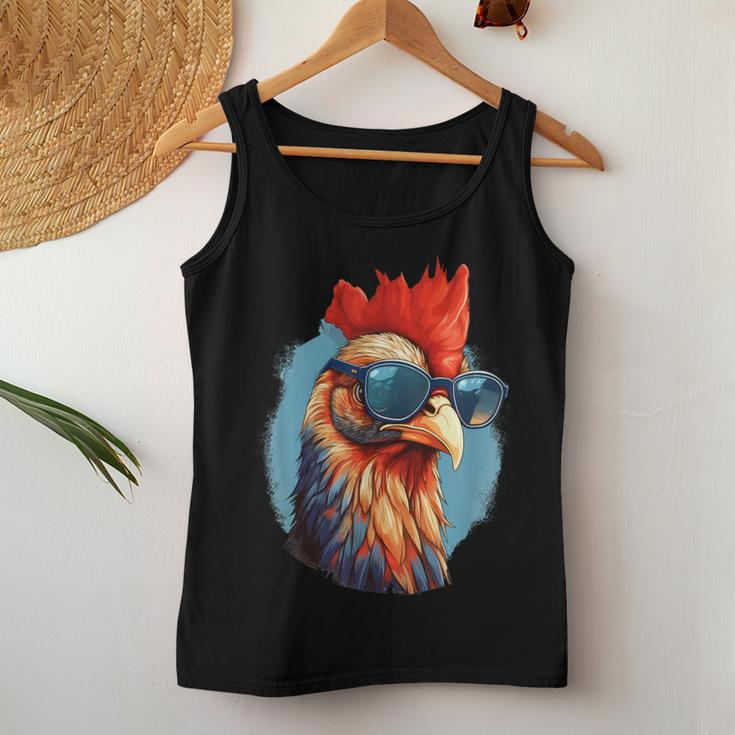 Vintage Rooster Chicken Sunglasses Women Tank Top Unique Gifts