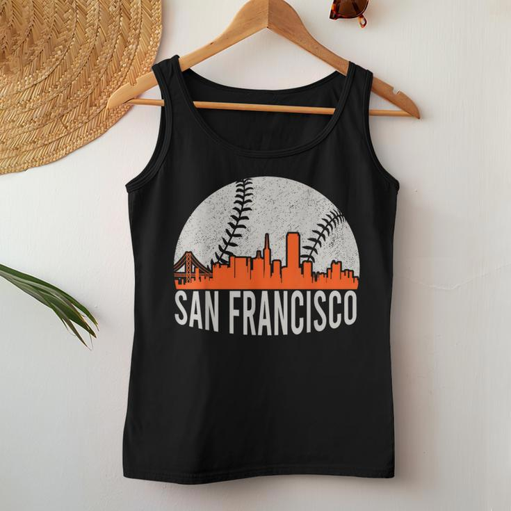 Vintage San Francisco Skyline Baseball Present Women Women Tank Top Funny Gifts