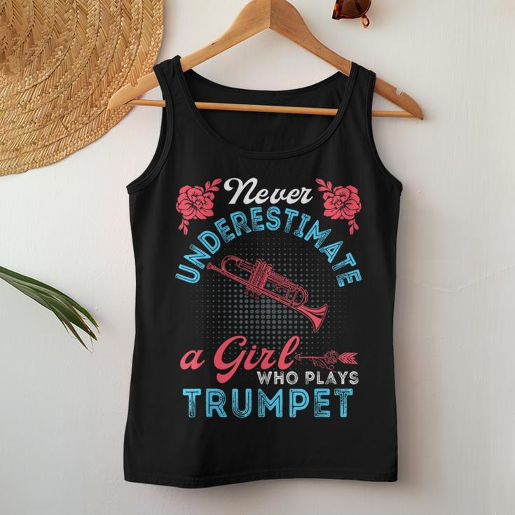 Vintage Never Underestimate Girl Who Plays Trumpet Musical Women Tank Top Unique Gifts