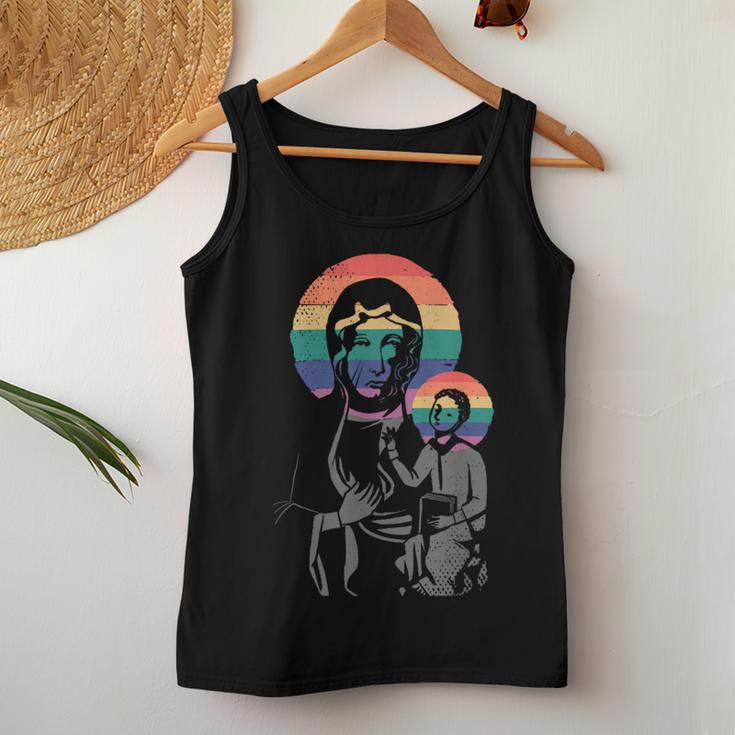 Virgin Mary With Rainbow Lgbtq Style Women Tank Top Unique Gifts