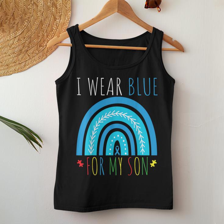 I Wear Blue Autism Awareness Month Unterstützungsgeschenke Für Sohn Mama Und Papa Tank Top Frauen Lustige Geschenke