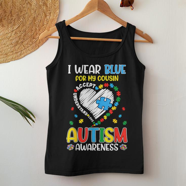 I Wear Blue For My Cousin Autism Awareness Mom Women Tank Top Unique Gifts