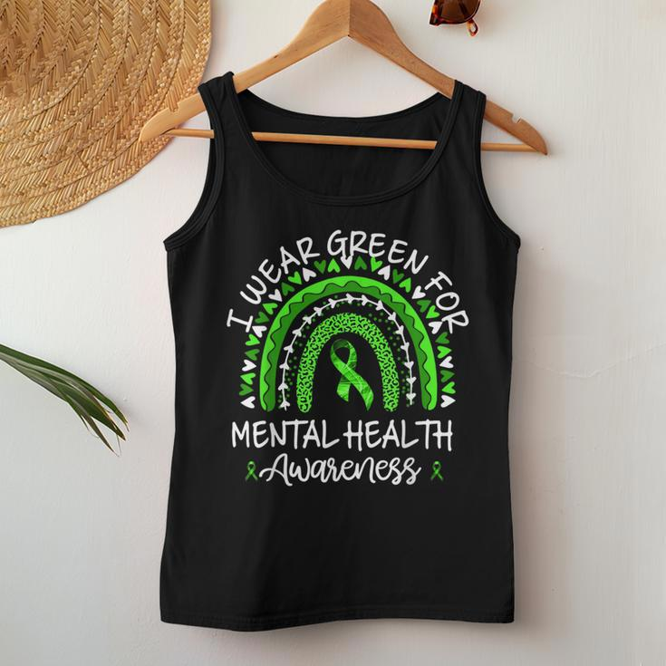 I Wear Green For Mental Health Awareness Month Rainbow Women Tank Top Personalized Gifts