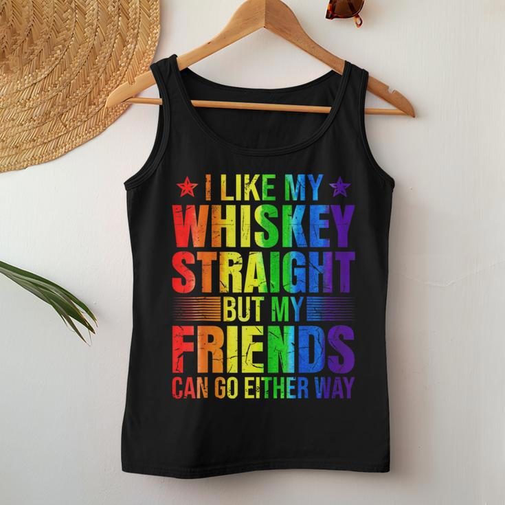 Like My Whiskey Straight Friends Proud Ally Lgbtq Gay Pride Women Tank Top Unique Gifts