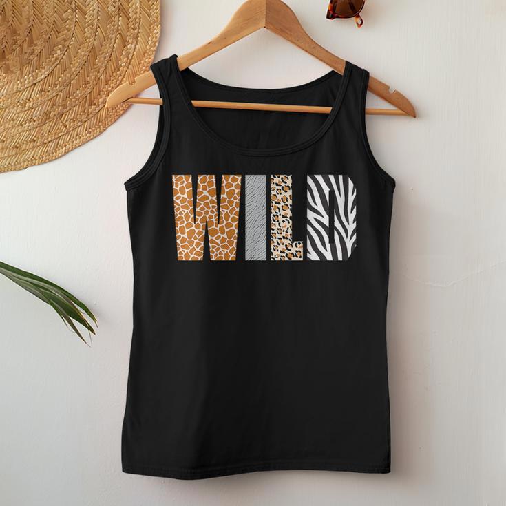 Wild Animal Pattern Giraffe Wolf Leopard Zebra Animal Print Women Tank Top Unique Gifts