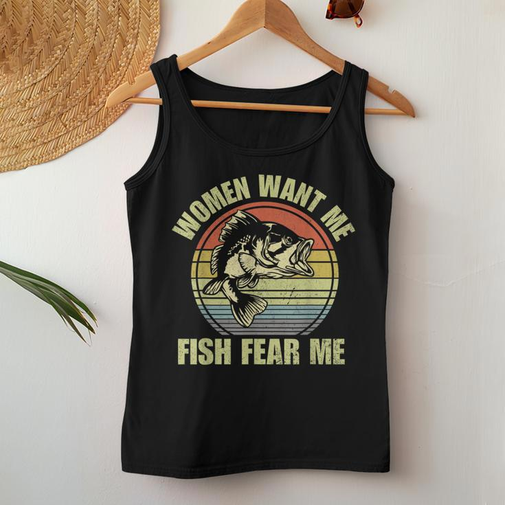Woman Want Me Fish Fear Me Fishing Fisherman Vintage Women Tank Top Unique Gifts