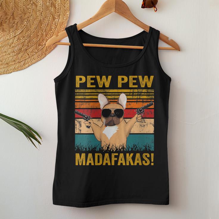 Women's Pew Pew Madafakas French Bulldog Dogs Dadintage Tank Top Frauen Lustige Geschenke