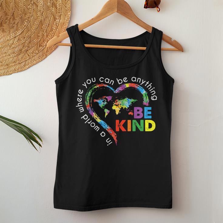 In A World Anything Be Kind Unity Day Heart Anti Bullying Women Tank Top Unique Gifts