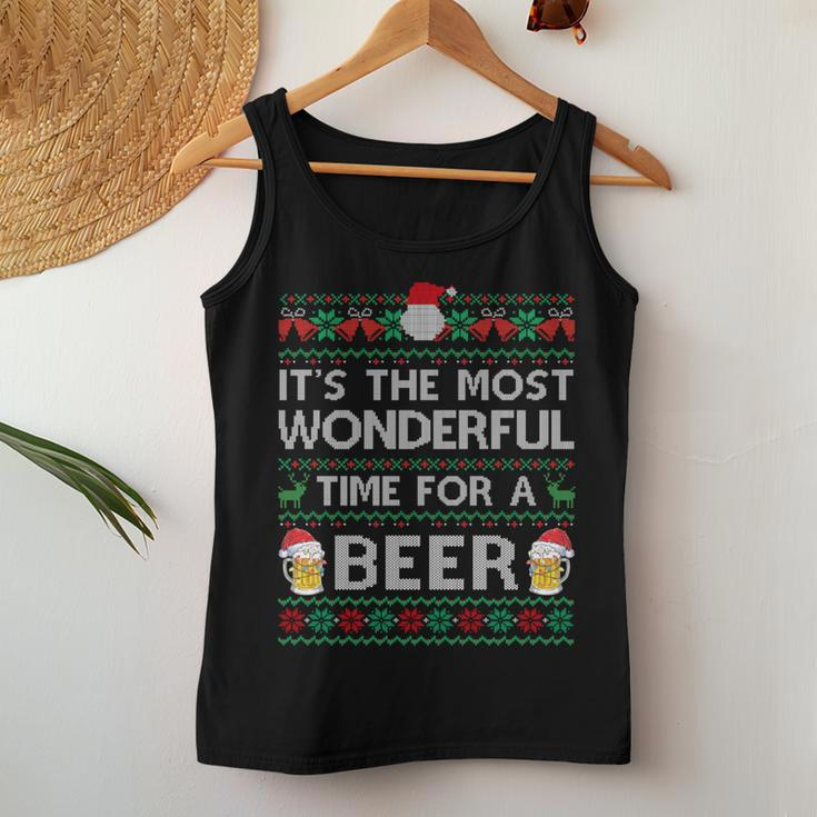 Xmas Wonderful Time For A Beer Ugly Christmas Sweaters Women Tank Top Unique Gifts