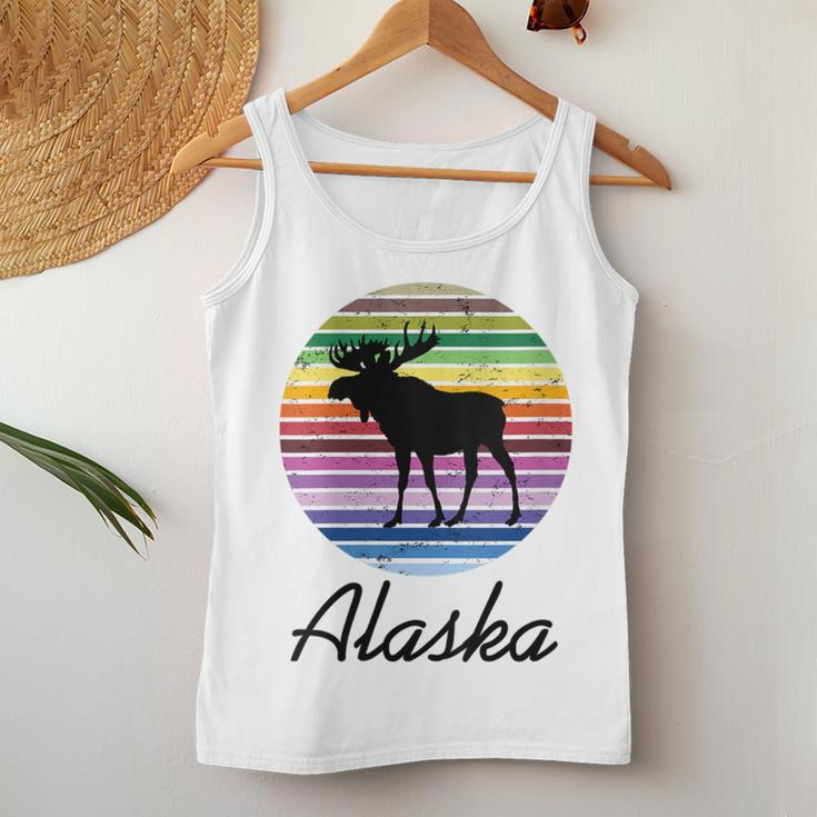 Alaska With Silhouette Of Alaskan Moose Women Tank Top Unique Gifts