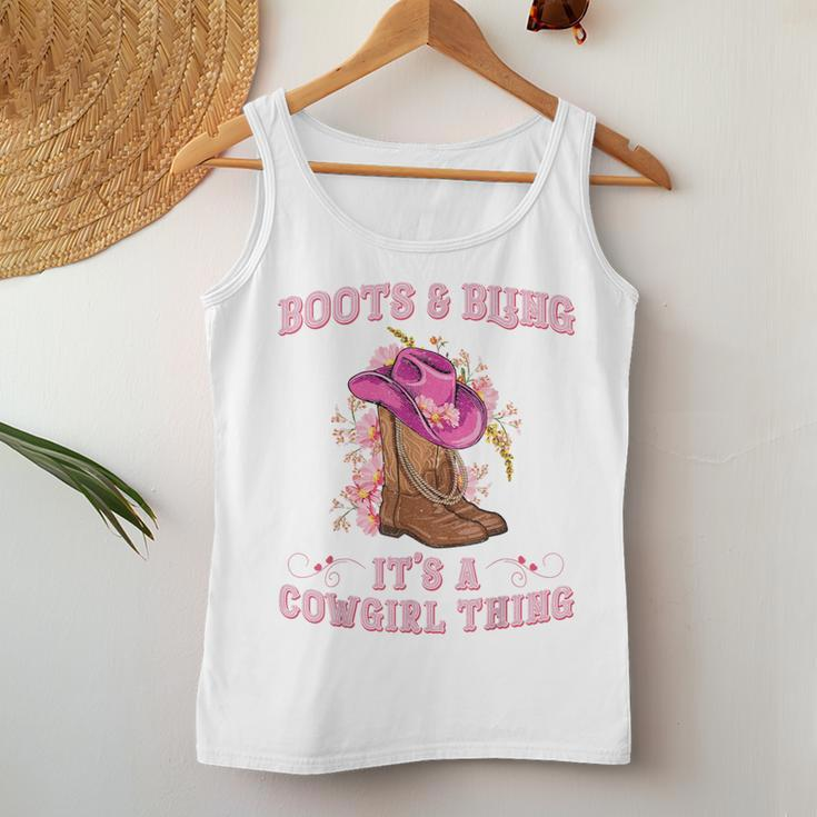 Boots And Bling Its A Cowgirl Thing Rodeo Love Country Girls Women Tank Top Personalized Gifts