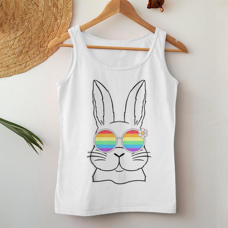 Bunny Gay Pride Lgbtq Bunny Rainbow Sunglasses Happy Easter Women Tank Top Unique Gifts