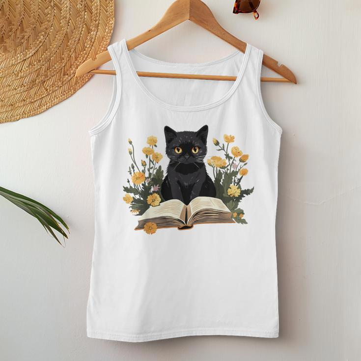 Cat For Book Lover Cute Cat And Book Women Tank Top Personalized Gifts