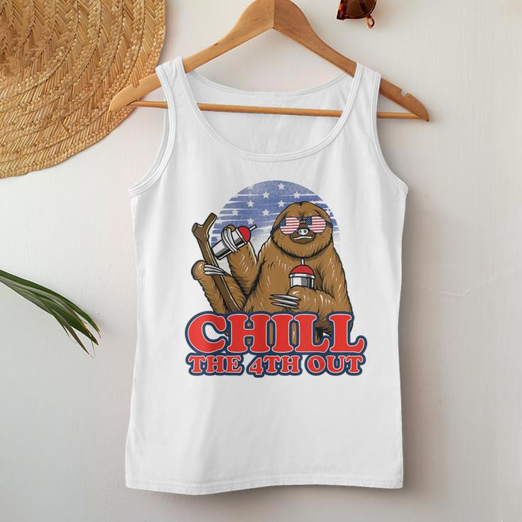 Chill The Fourth Out 4Th Of July Sloth Women Tank Top Unique Gifts