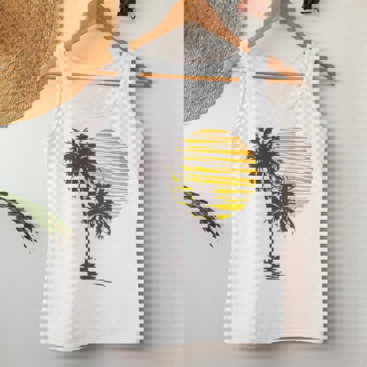 Cool Summer Vacation Sunset Beach Palm Tree Women Tank Top Unique Gifts