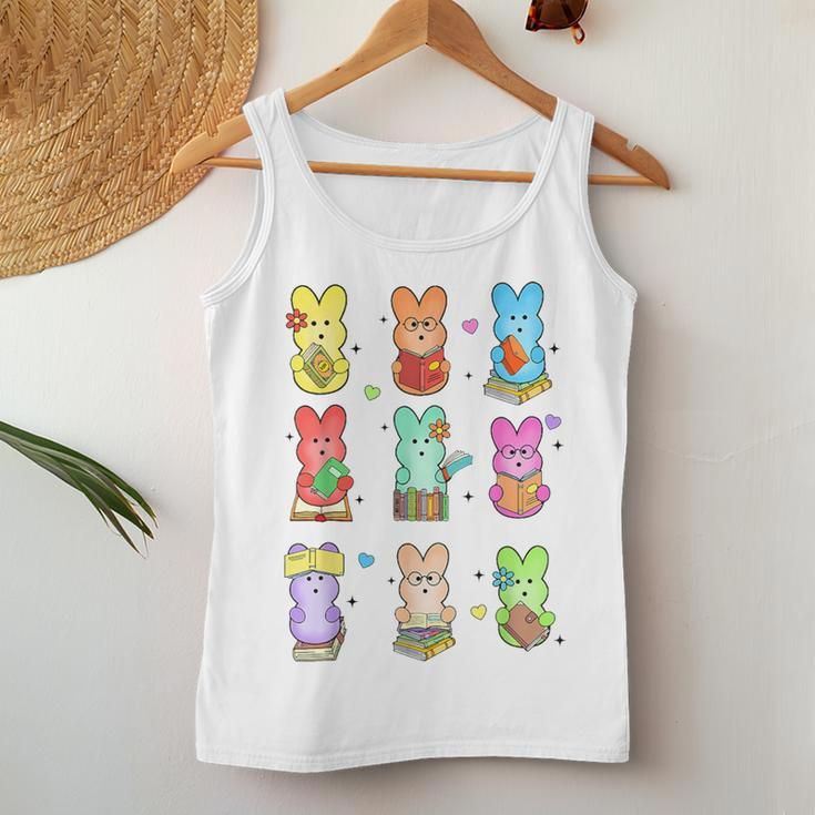 Cute Bunny Reading Teacher Easter Day Teaching Book Lovers Women Tank Top Unique Gifts