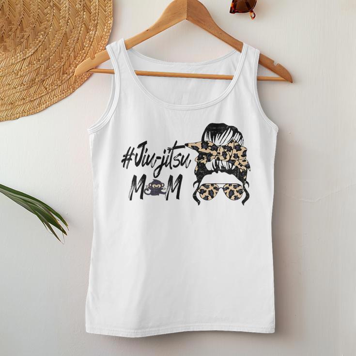 Cute Jiu-Jitsu Mom Leopard Messy Bun Jiu Jitsu Women Tank Top Unique Gifts