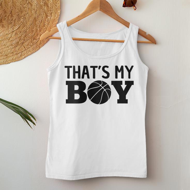 Damen Das Ist Mein Sohn Basketball Stolzer Ballsport Mama Papa Mit-Ausschnitt Tank Top Frauen Lustige Geschenke