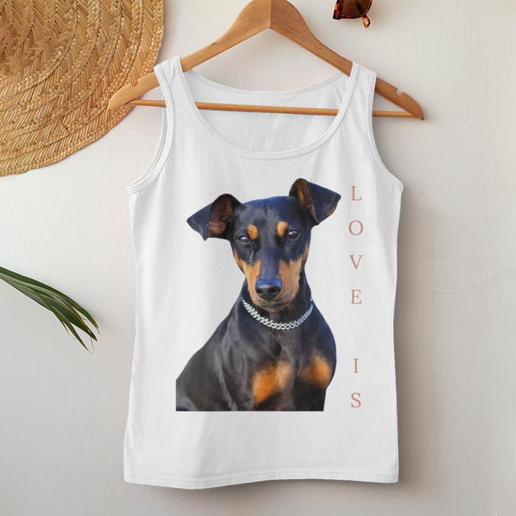 Damen Miniatur Pinscher Hund Mama Papa Liebe Welpe Haustier Mit-Ausschnitt Tank Top Frauen Lustige Geschenke