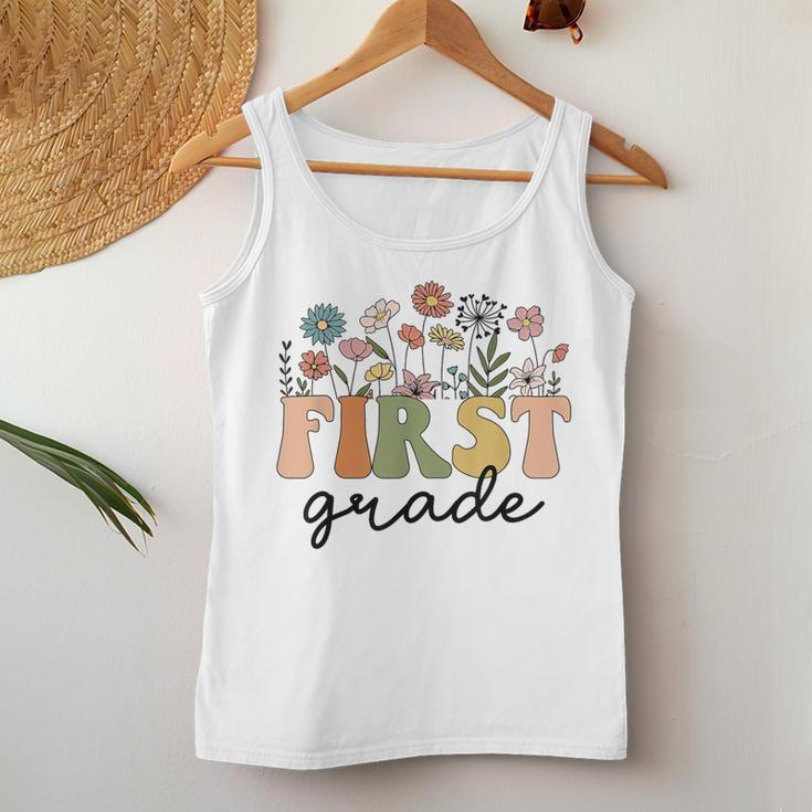 First Grade Teacher Wildflower Back To School Floral Outfits Women Tank Top Funny Gifts
