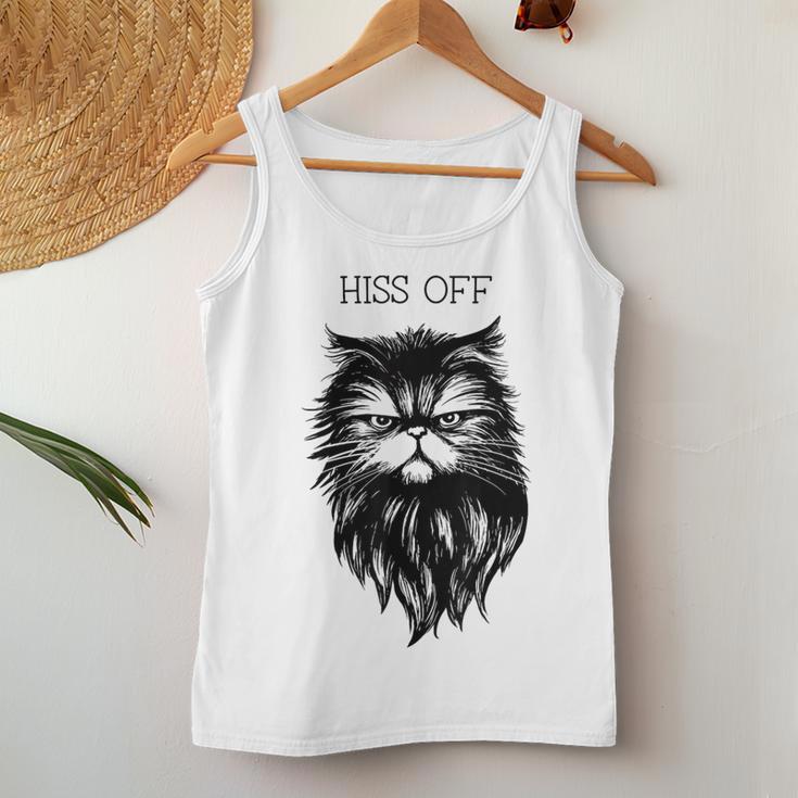 Fiss Off Lustiges Süßes Katzen-Wortspiel Punny Meow Cat Lover Papa Mama Tank Top Frauen Lustige Geschenke