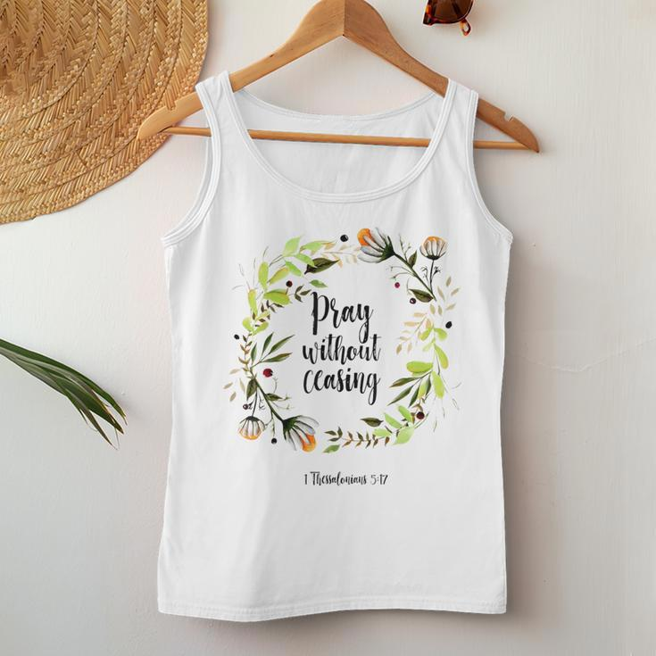 Floral Christian Pray Without Ceasing Bible Verse Motivation Women Tank Top Unique Gifts