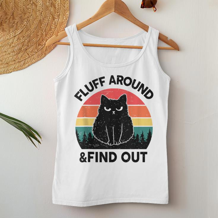 Fluff Around Find Out Adult Humor Sarcastic Black Cat Women Tank Top Personalized Gifts