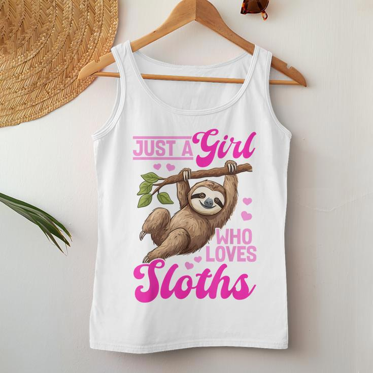 Lazy Sloth Just A Girl Who Loves Sloths Women Tank Top Funny Gifts