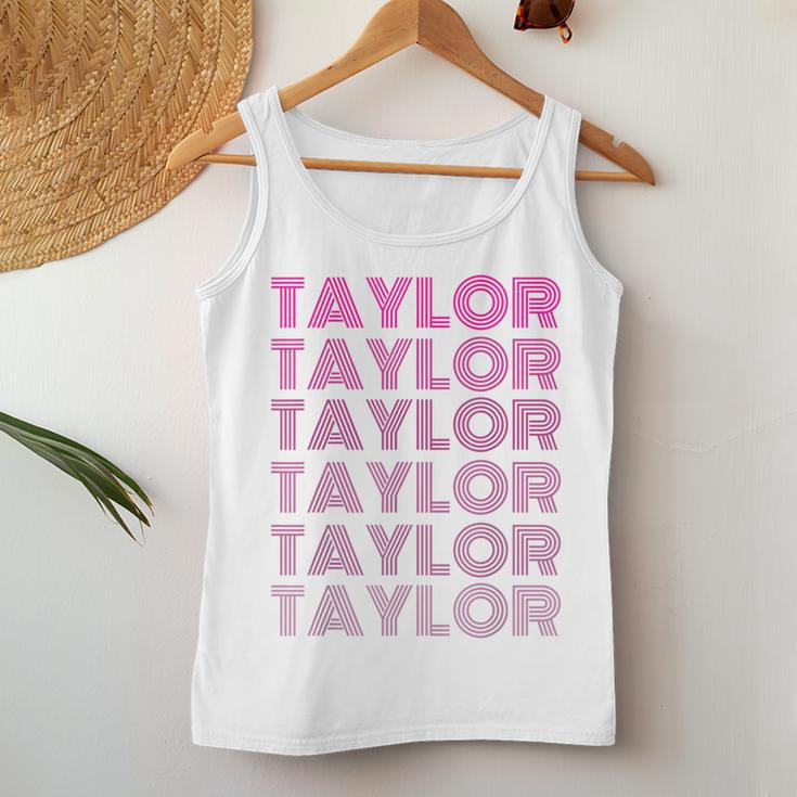 Girl Retro Taylor First Name Personalized Groovy 80'S Women Tank Top Unique Gifts