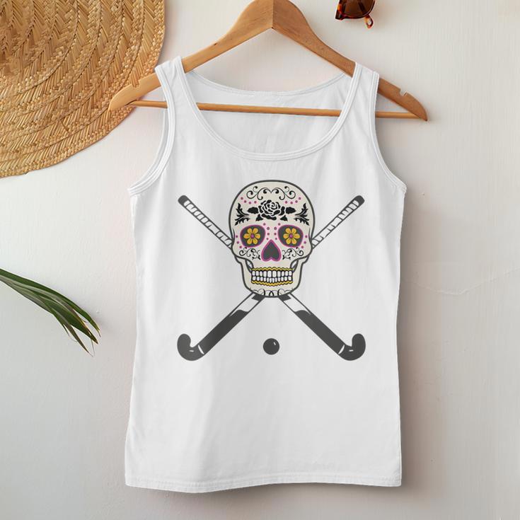 Girls High School Field Hockey Flower Sugar Skull Women Tank Top Unique Gifts