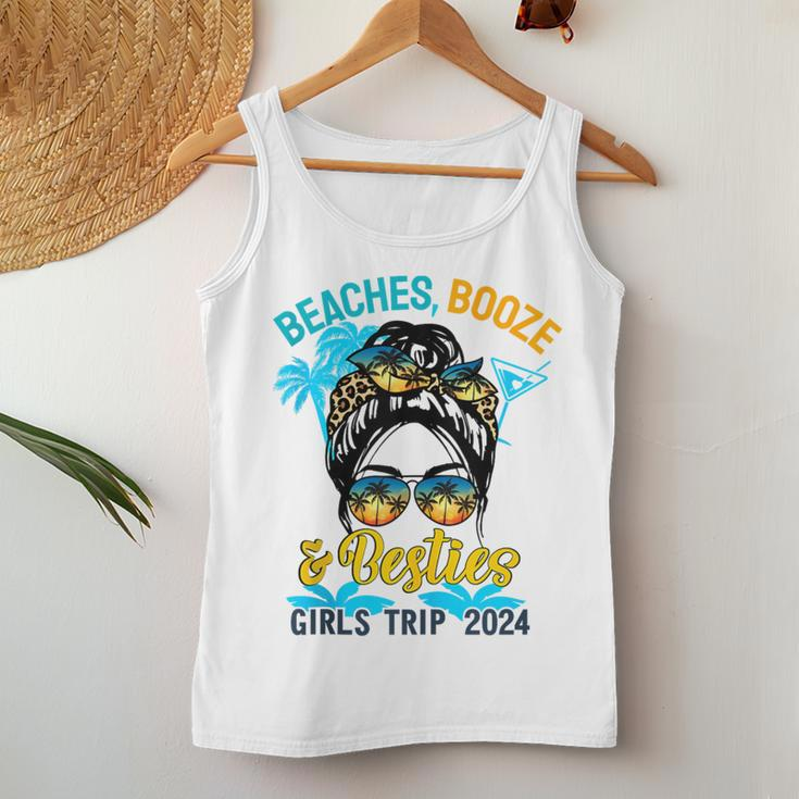 Girls Trip 2024 For Weekend Beaches Booze And Besties Women Tank Top Funny Gifts