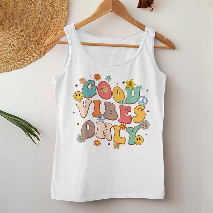 Good Vibes Only Peace Sign Love 60S 70S Retro Groovy Hippie Women Tank Top Funny Gifts