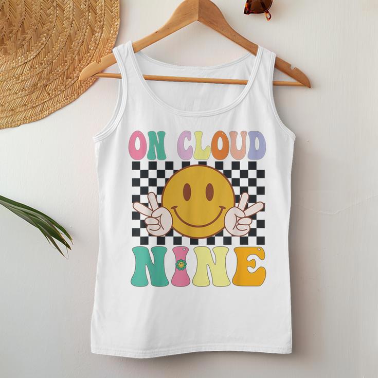 Groovy On Cloud Nine Flower Happy 9Th Birthday 9 Years Old Women Tank Top Unique Gifts