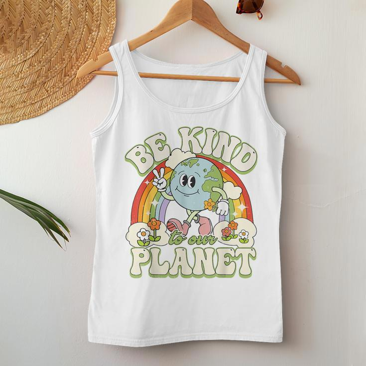 Groovy Earth Day Be Kind To Our Planet Retro Environmental Women Tank Top Unique Gifts