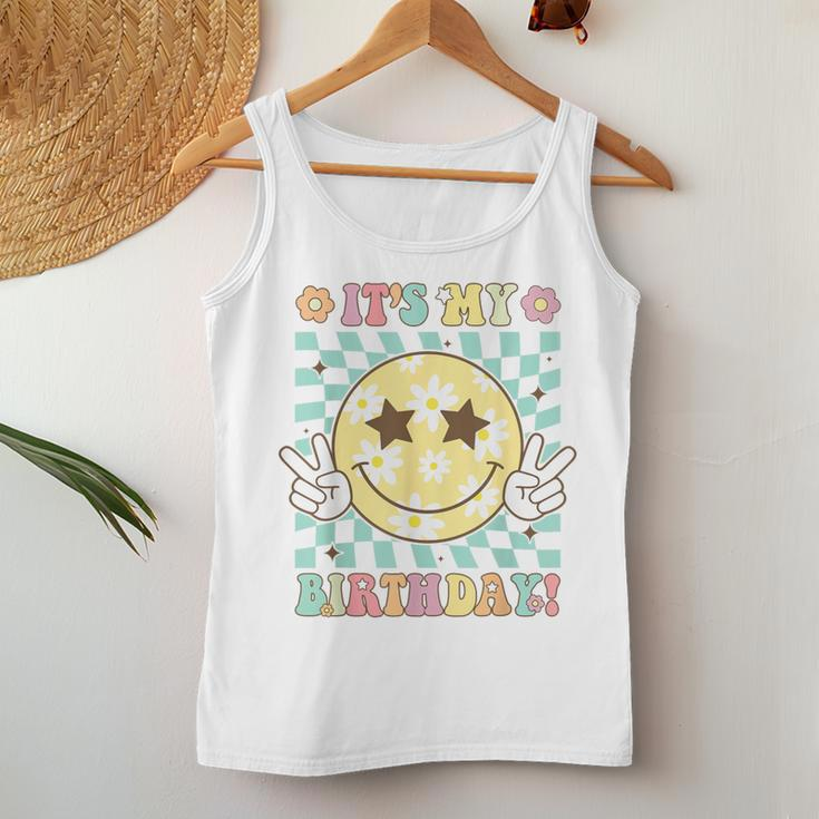 Groovy It's My Birthday Ns Girls Retro Smile Face Women Tank Top Personalized Gifts