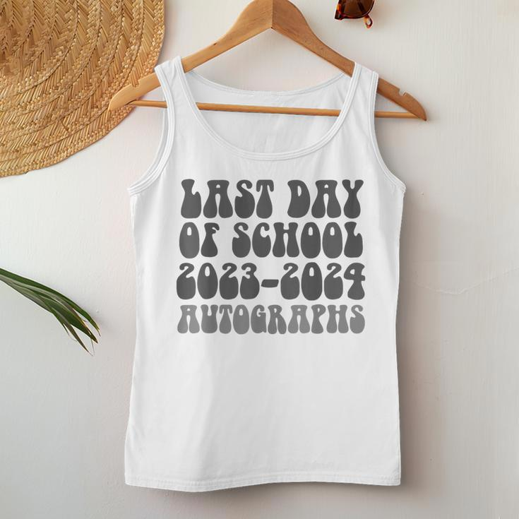 Groovy Last Day Of School 2024 Graduation Autographs Sign My Women Tank Top Unique Gifts