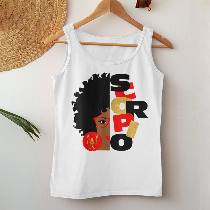 Half Face Scorpio Black Queen Birthday Zodiac Curly Hair Women Tank Top Unique Gifts