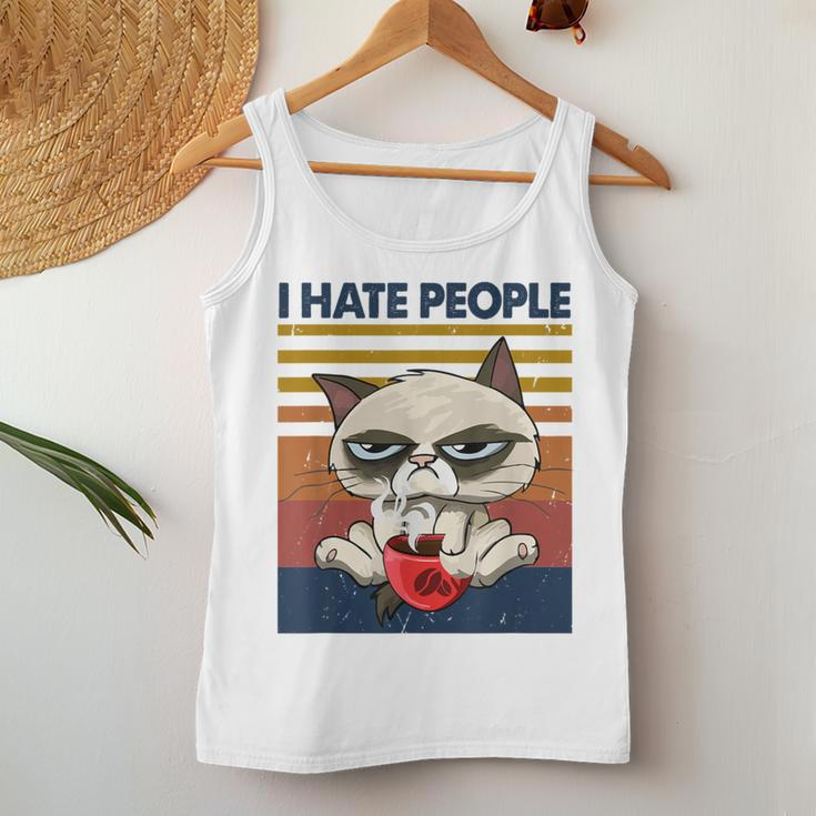 I Hate People VintageI Hate People Cat Coffee Women Tank Top Unique Gifts
