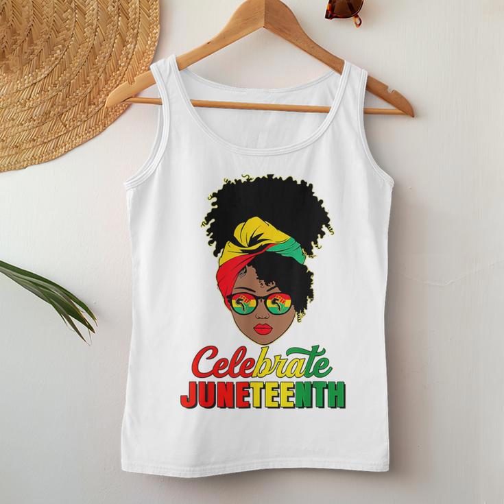 Junenth Black Messy Bun Celebrate 1865 Emancipation Women Tank Top Unique Gifts