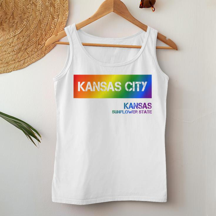 Kansas City Kansas Vintage Lgbtqai Rainbow Women Tank Top Unique Gifts