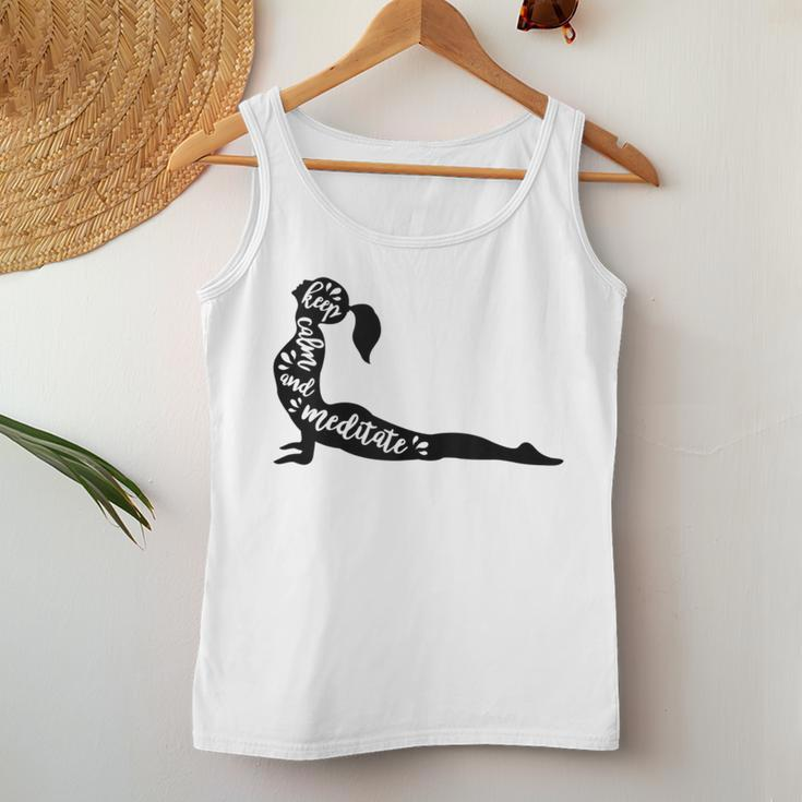 Keep Calm And Meditate Yoga Woman Silhoutte Women Tank Top Unique Gifts