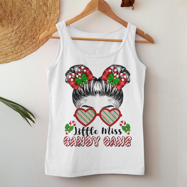 Little Miss Candy Cane Christmas Messy Bun Toddler Girl Kid Women Tank Top Unique Gifts