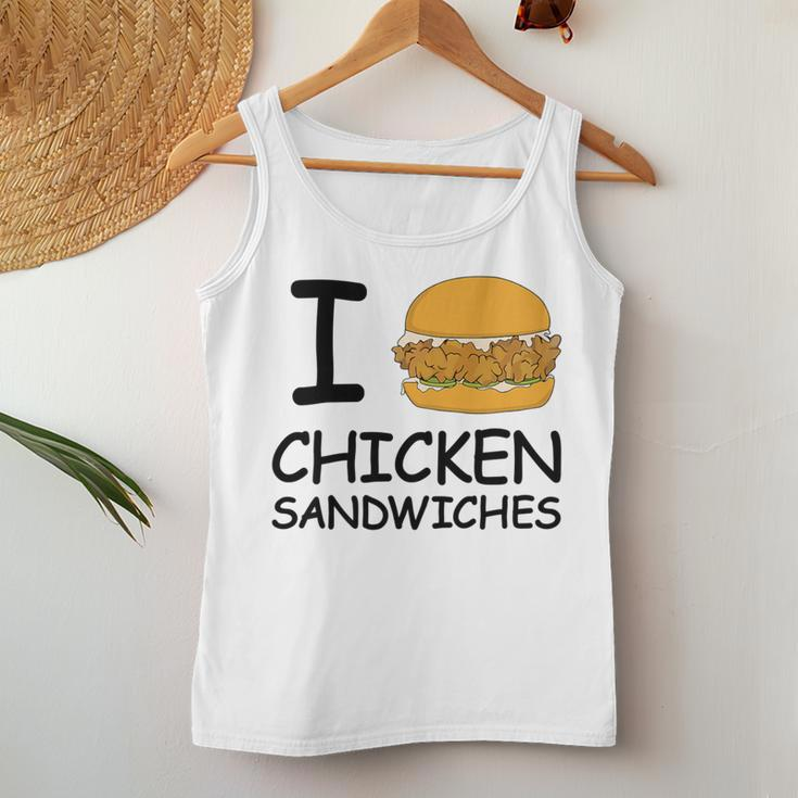 I Love Chicken Sandwich Spicy Nashville Crispy Tender Pickle Women Tank Top Unique Gifts