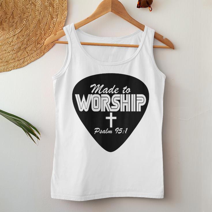 Made To Worship Guitar Pick Christian Cross Graphic Women Tank Top Unique Gifts